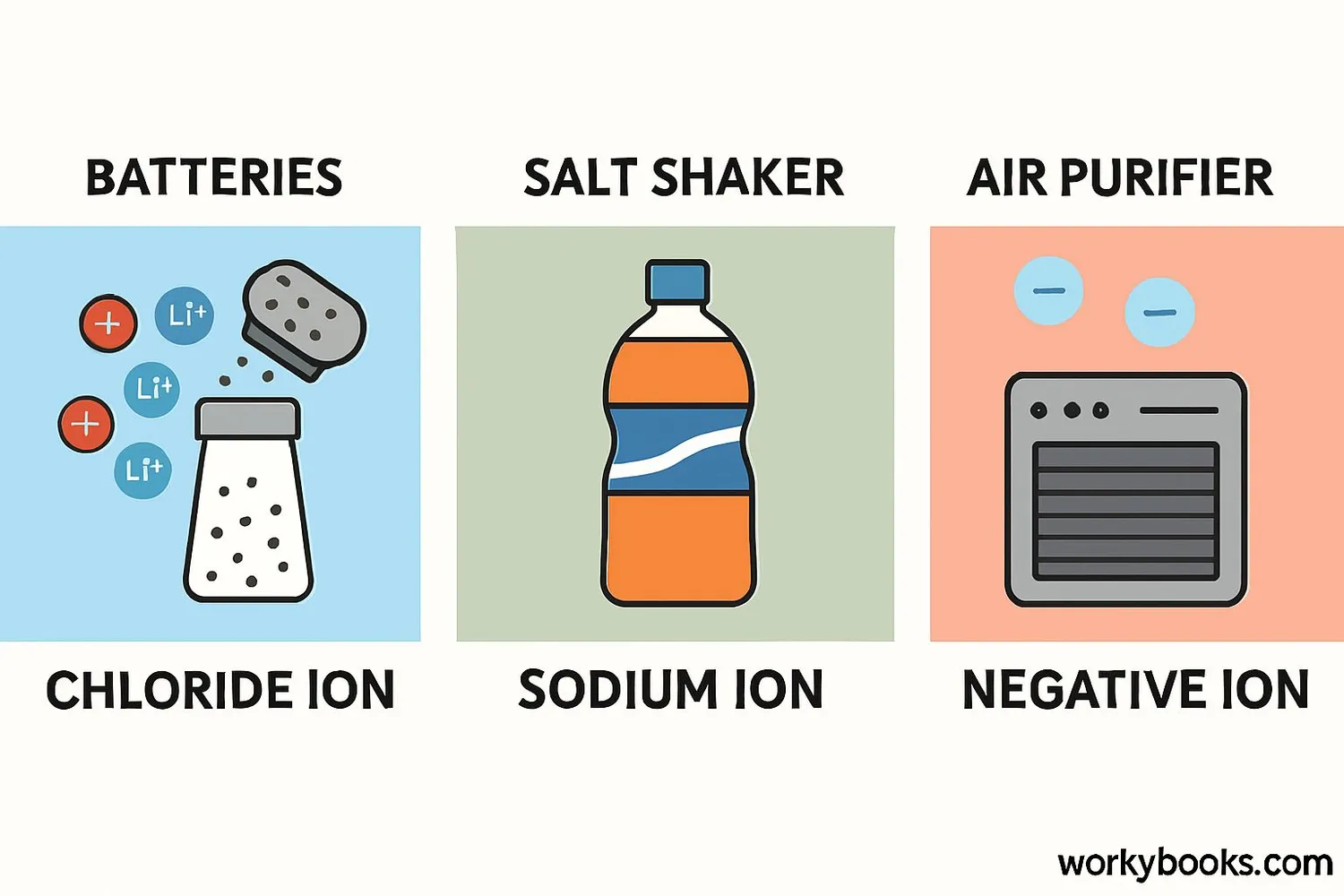 Infographic showing anions in everyday life