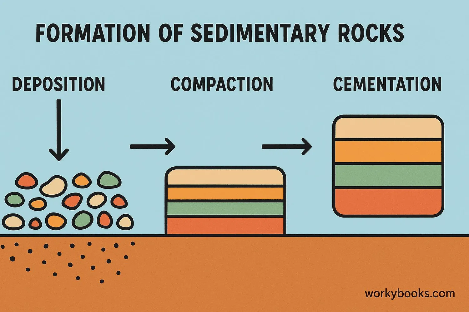 Diagram showing sedimentary rock formation process
