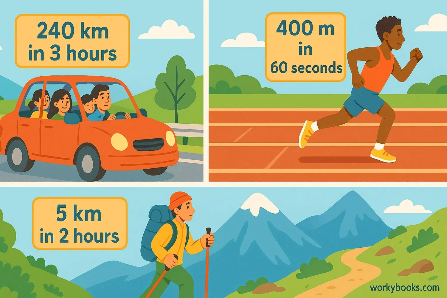 Visual examples of average speed in daily life