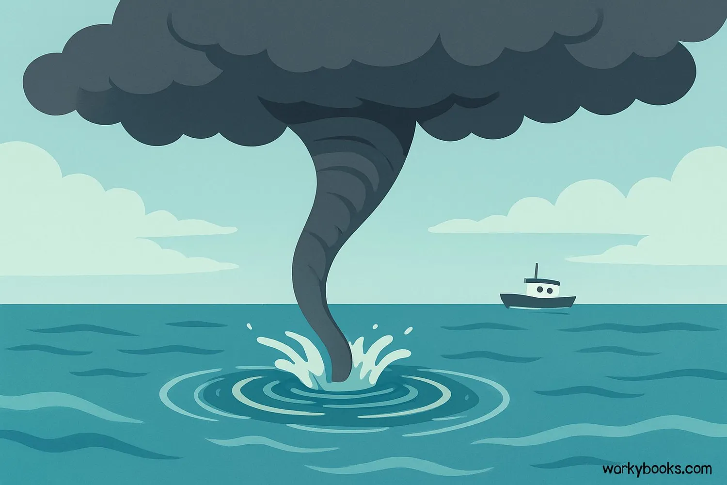 Visual representation of a waterspout over ocean water