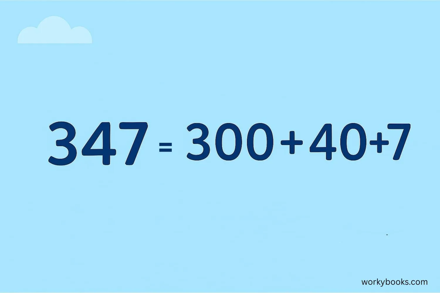Illustration showing how the number 347 can be expanded to 300 + 40 + 7