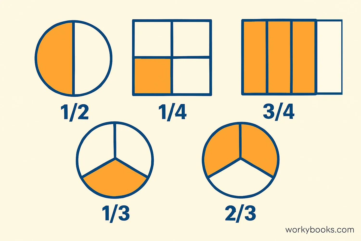 Visual representation of common fractions