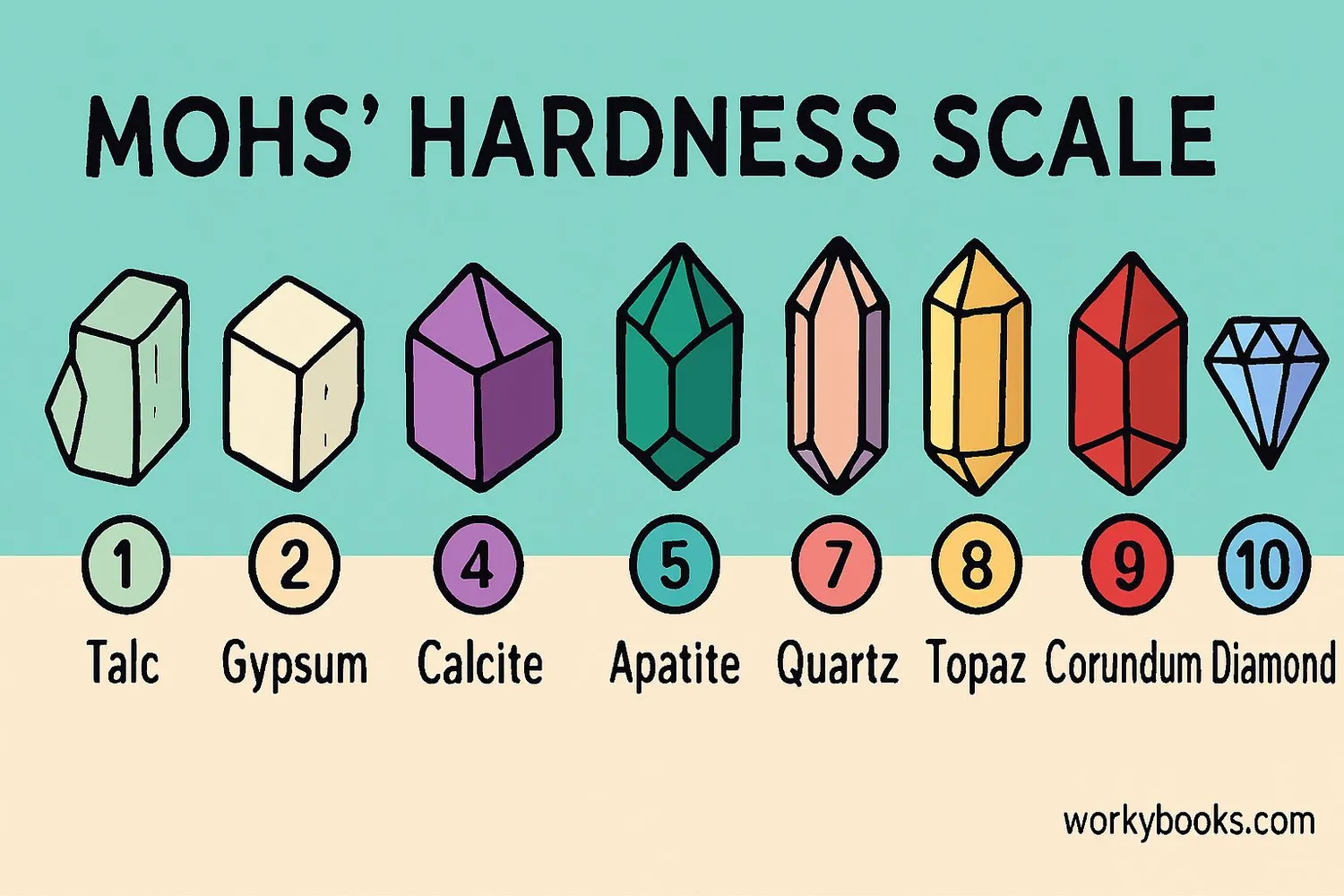 Visual representation of Moh's Hardness Scale