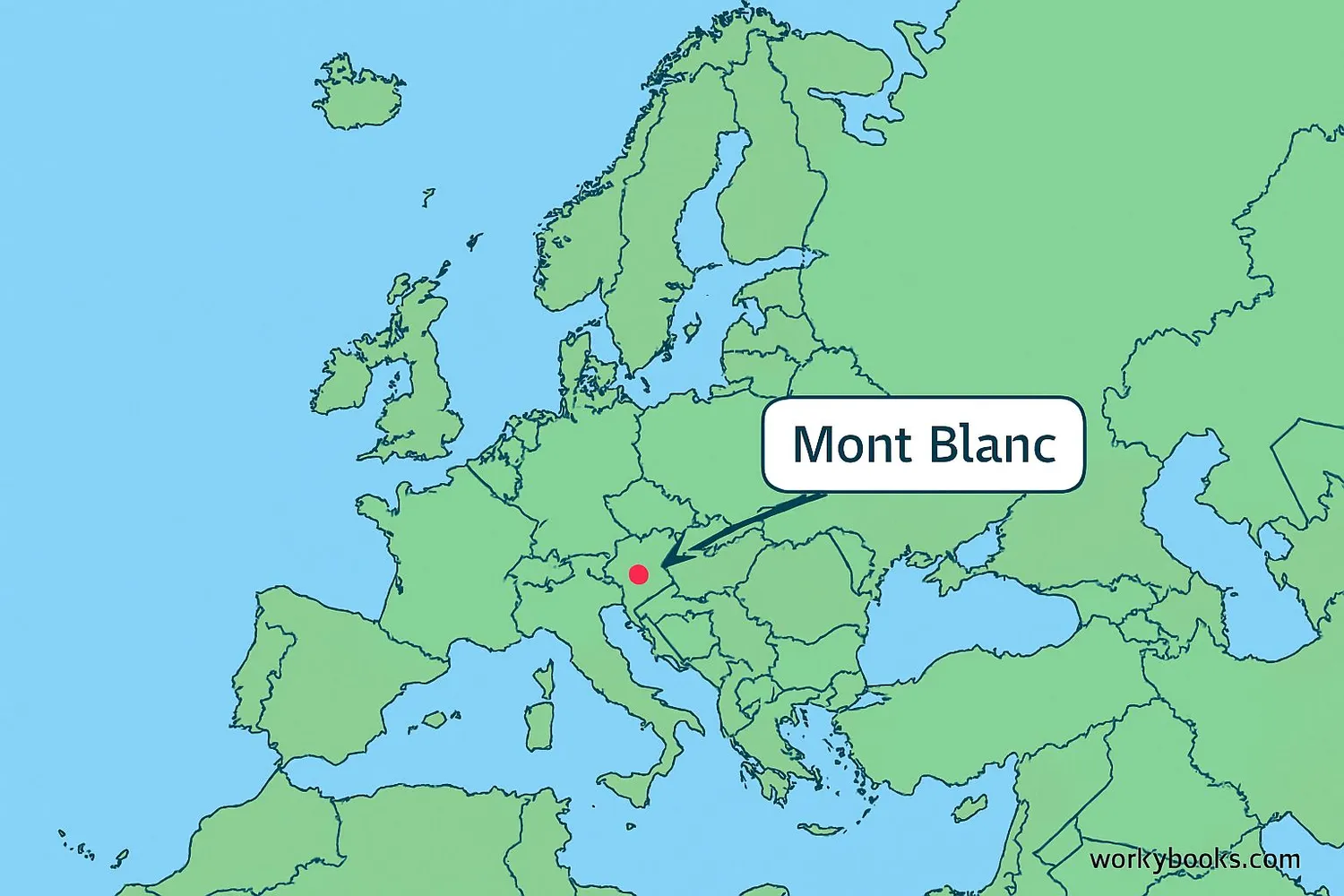 Map showing Mont Blanc's location