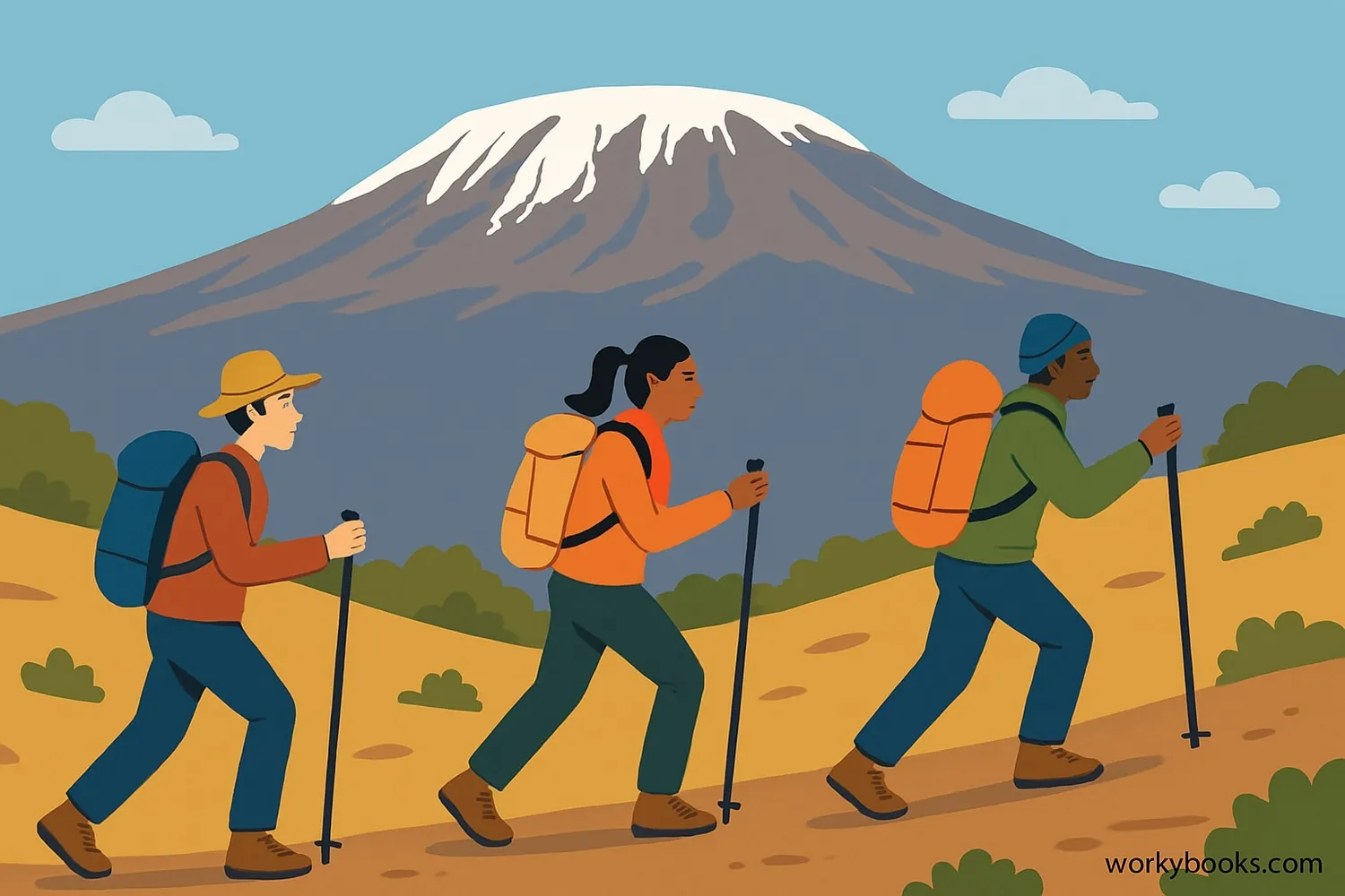 Climbers ascending one of Kilimanjaro's popular routes