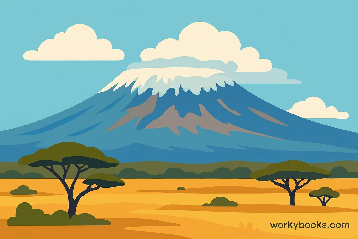 View of Mount Kilimanjaro with its distinctive snow cap