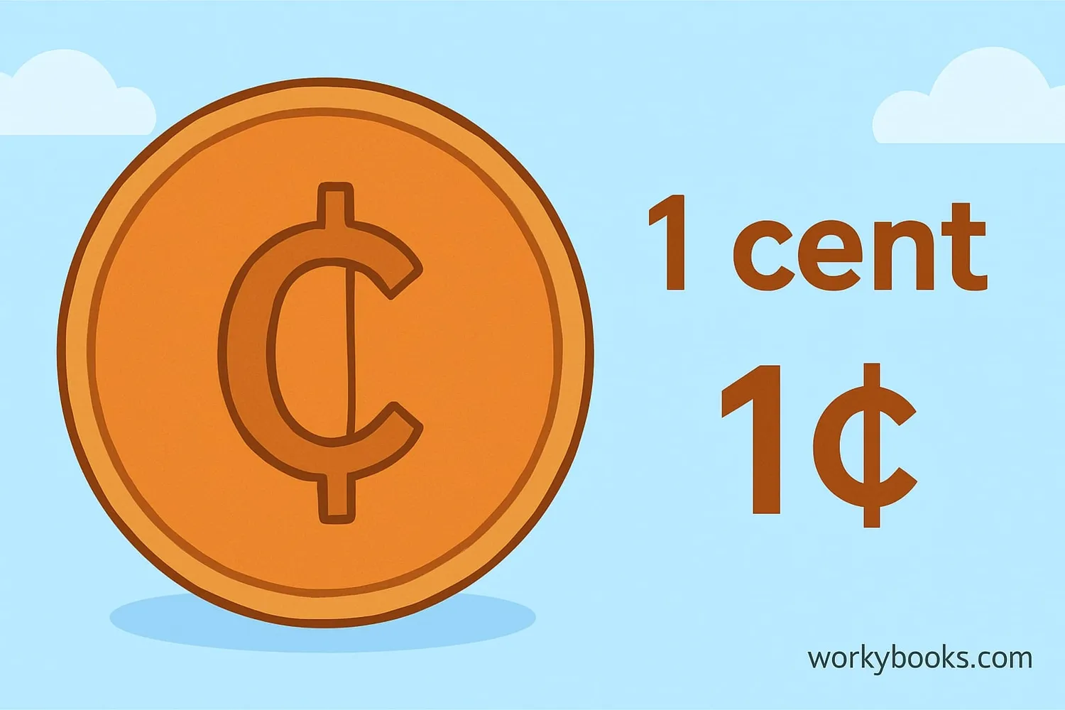 Visual representation of a penny with the cent symbol
