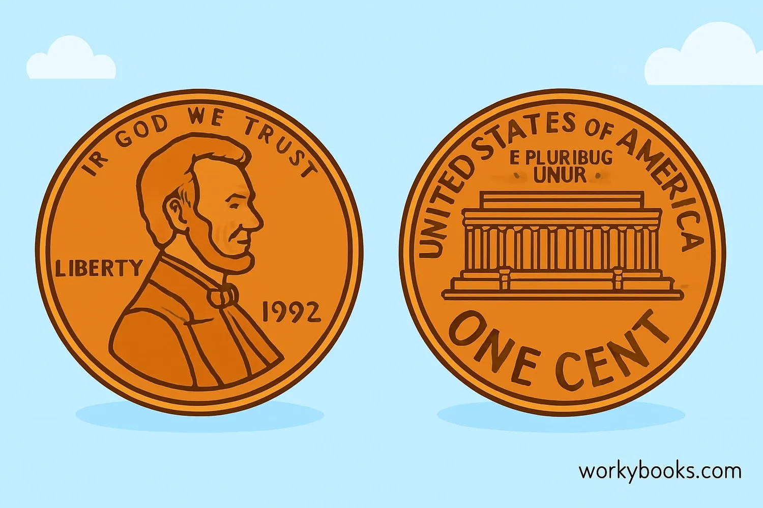 Front and back of a penny coin