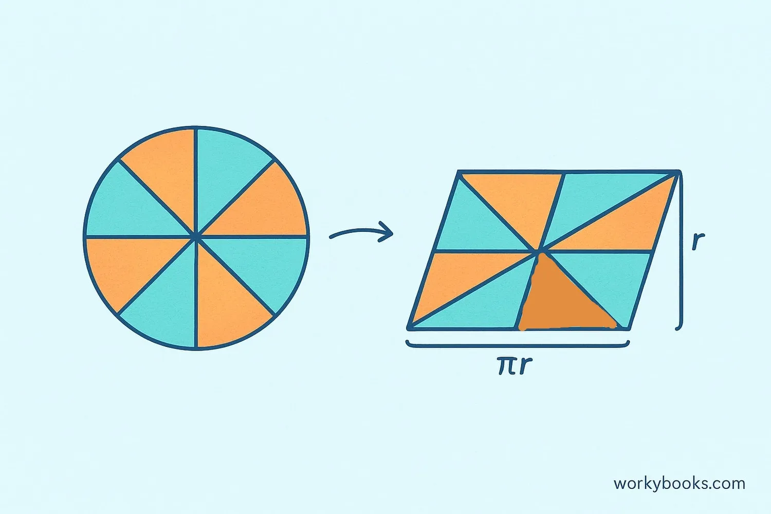 Visualizing how area is calculated for a circle
