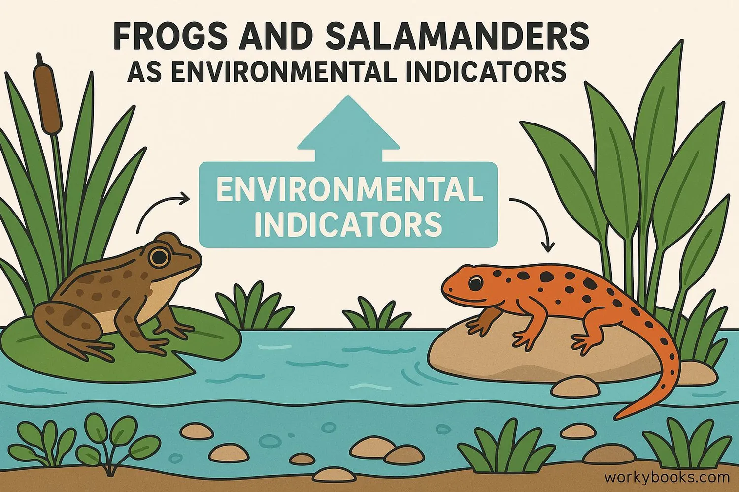 Illustration showing amphibians as environmental indicators