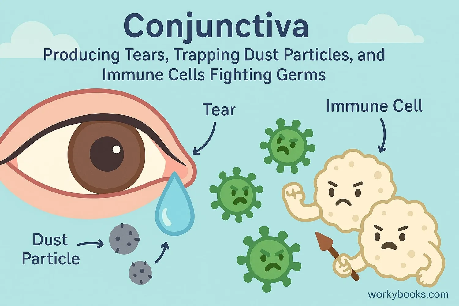 Illustration showing the conjunctiva membrane covering the eye