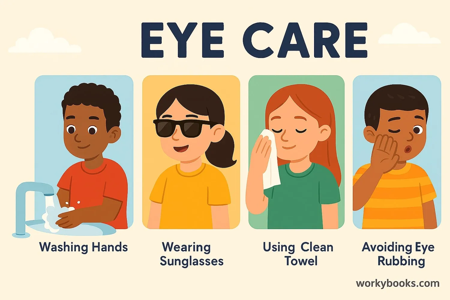 Comparison of a healthy eye and an eye with conjunctivitis