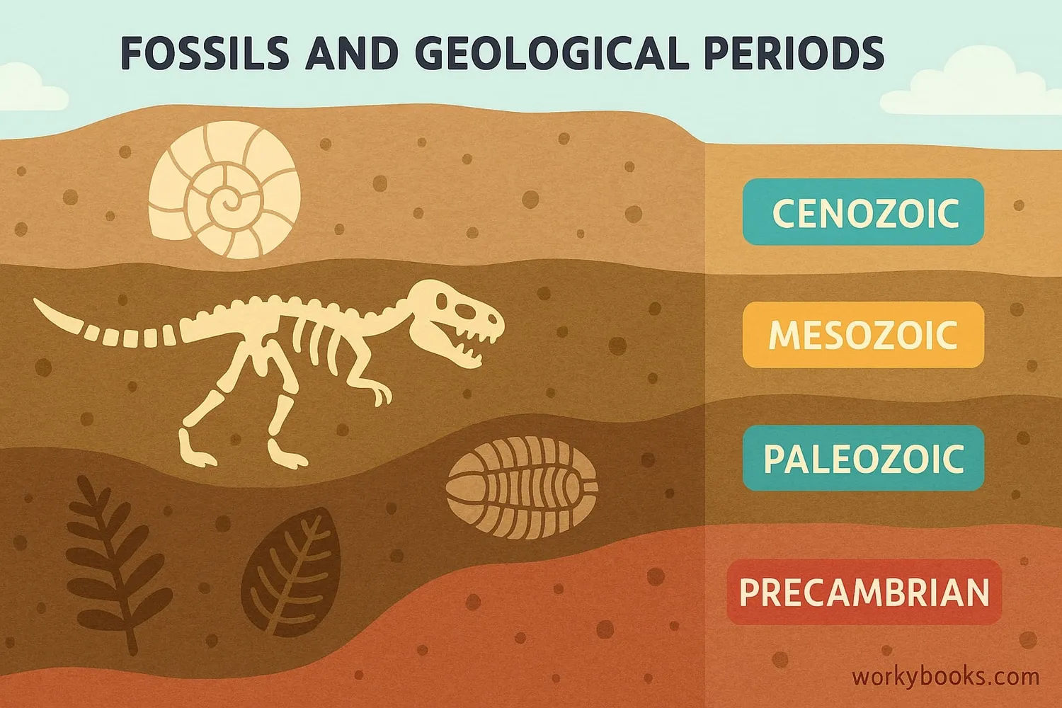 Visual representation of fossils in rock layers