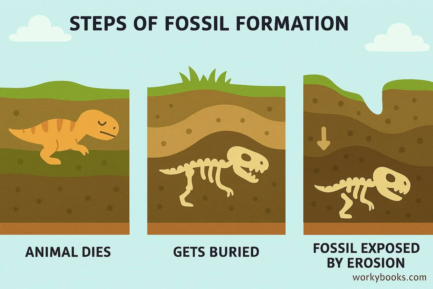 Diagram showing the fossilization process