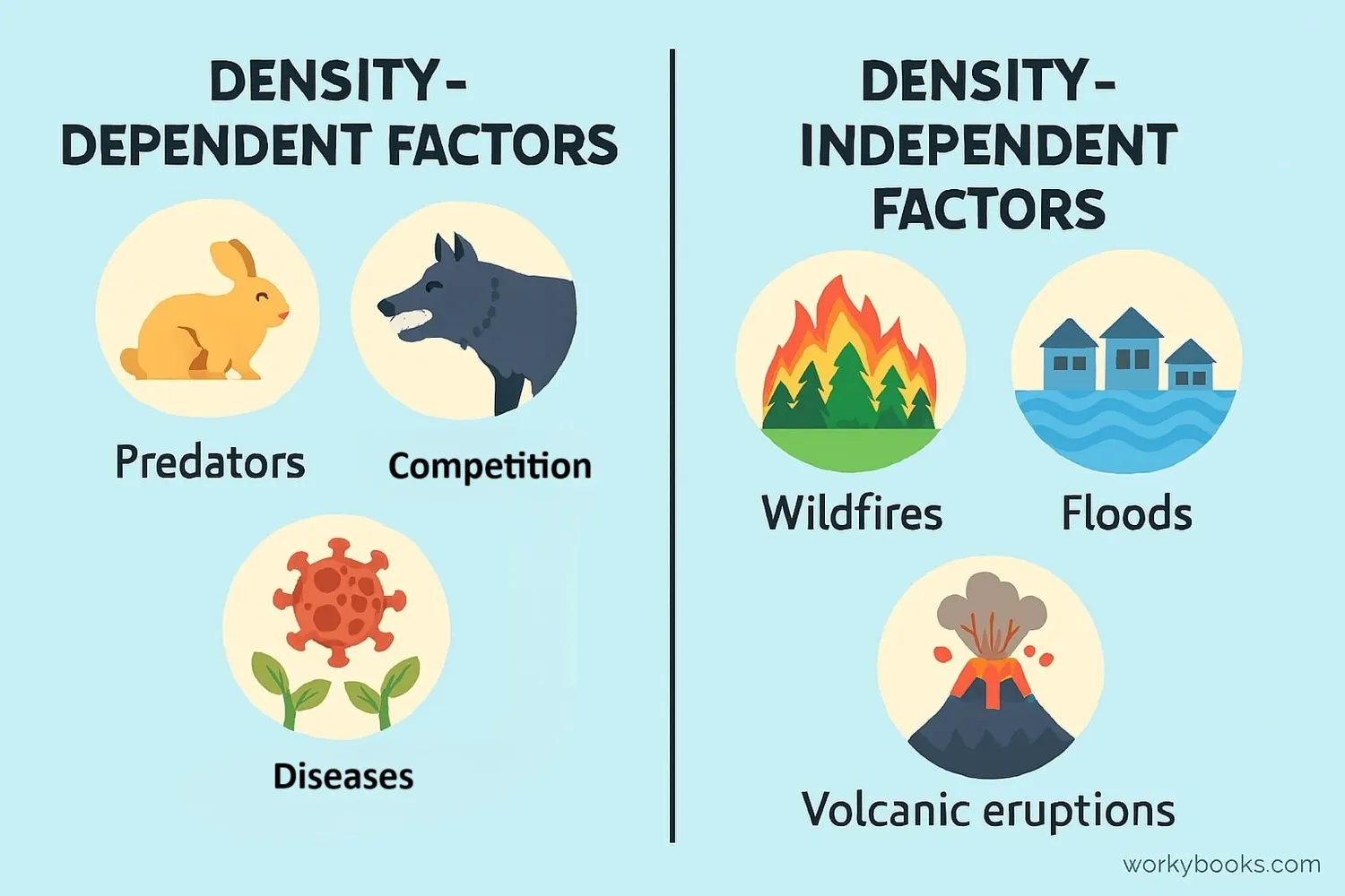 Comparison of density-dependent and density-independent factors