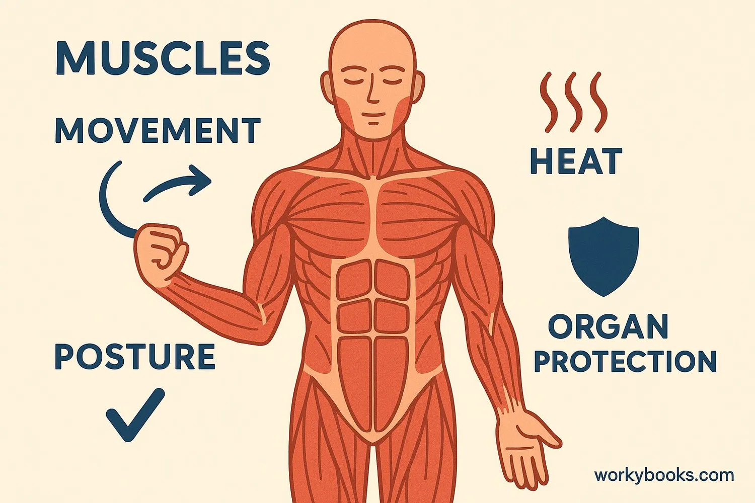 Illustration showing various muscle functions