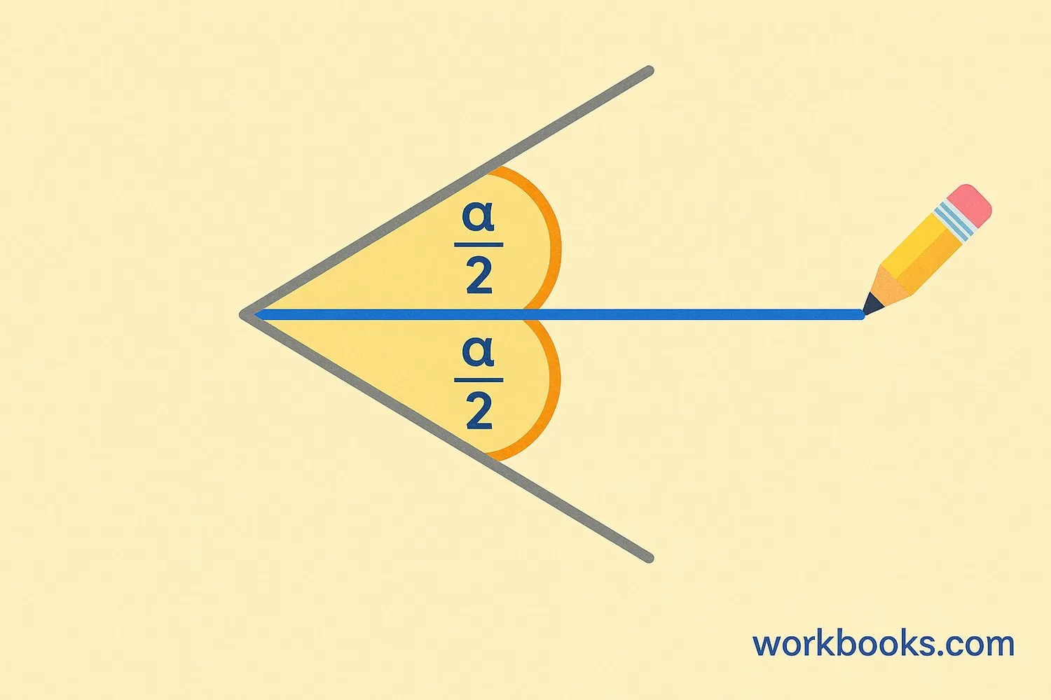 Diagram showing an angle bisector dividing an angle into two equal parts