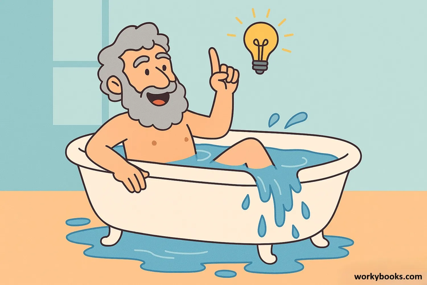 Archimedes discovering buoyancy in his bath