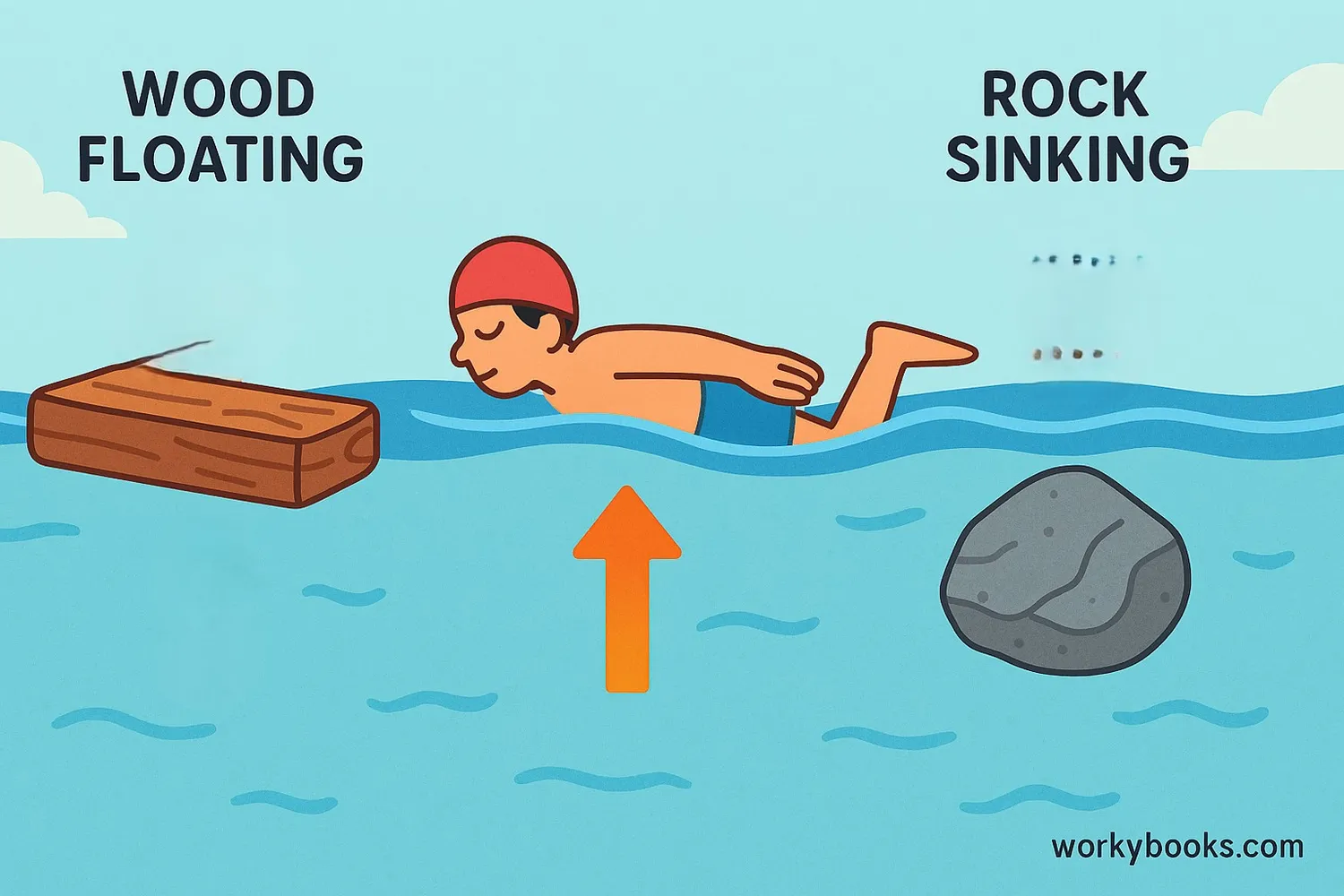 Illustration showing floating and sinking objects