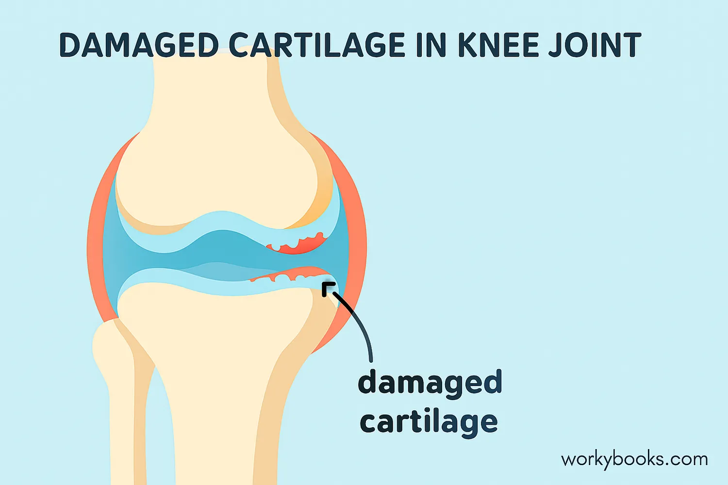 Example of cartilage damage in a knee join