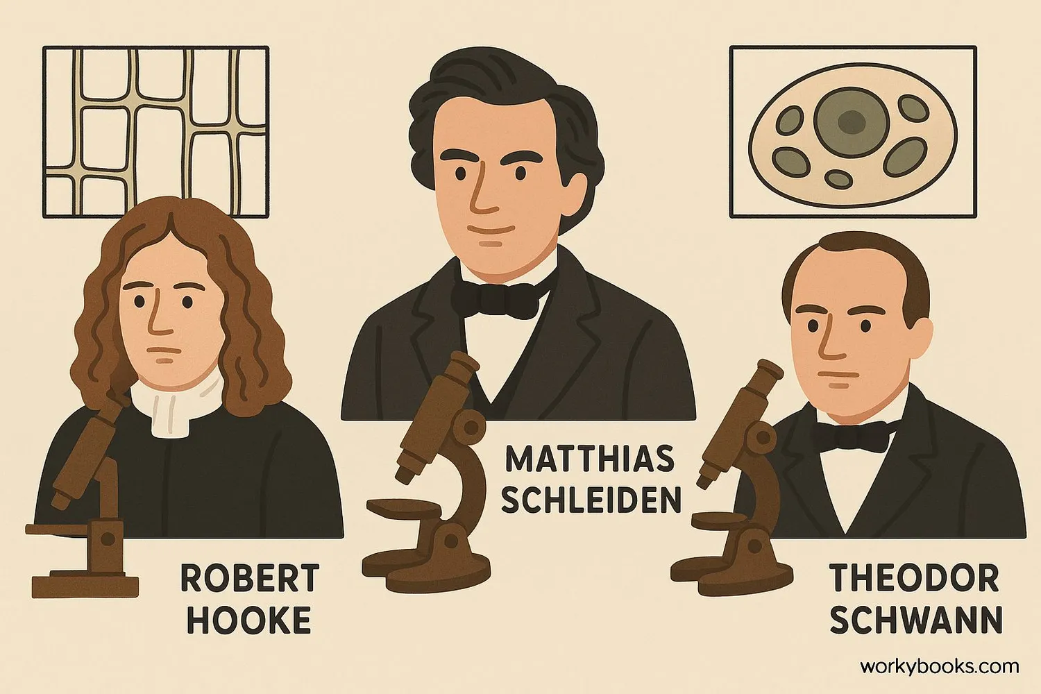 Historical scientists contributing to cell theory