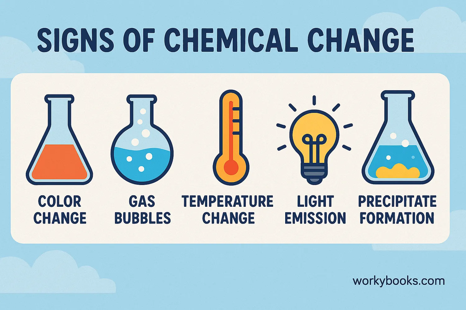 Visual signs that a chemical change is happening