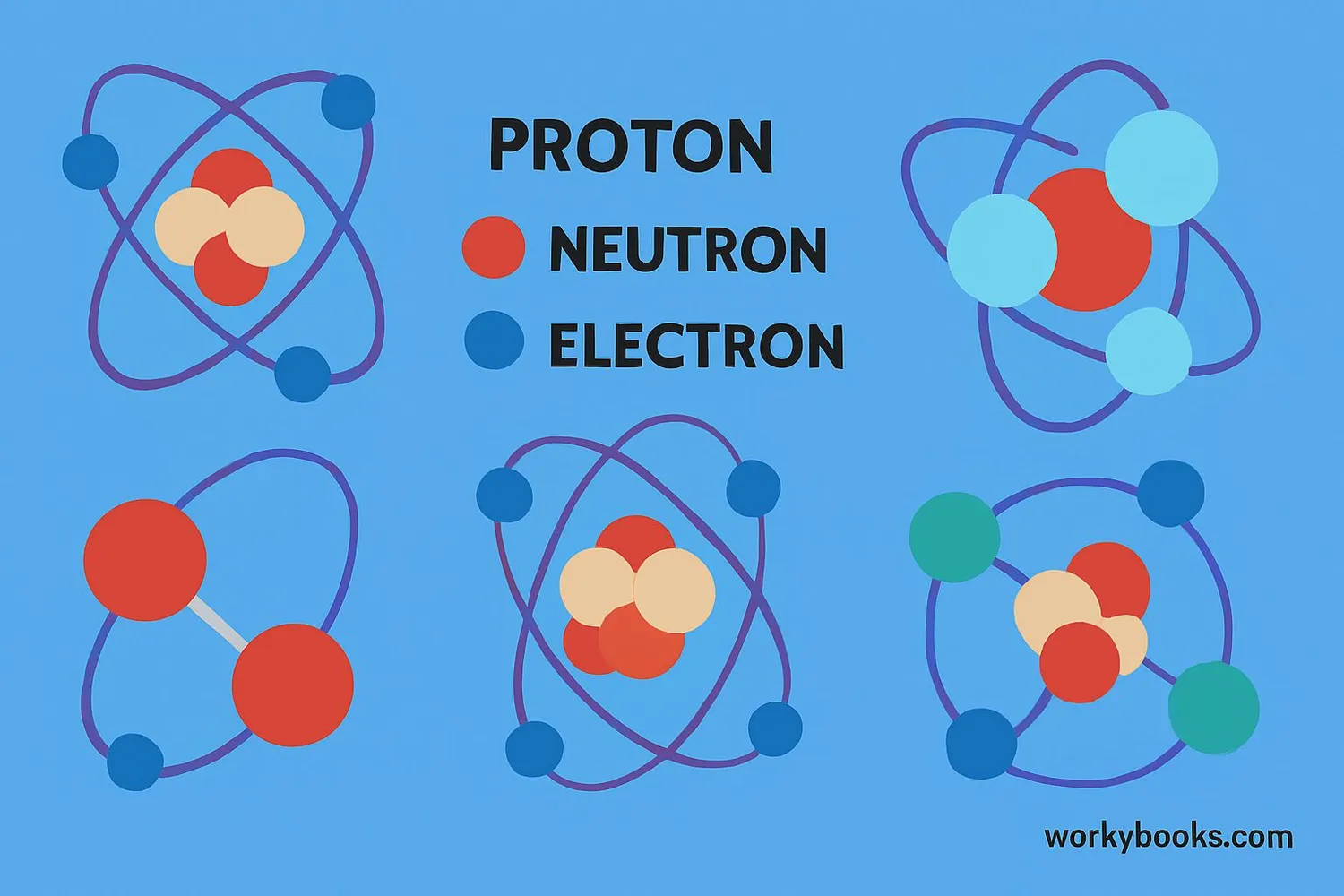 Atoms and molecules with electrons orbiting nuclei