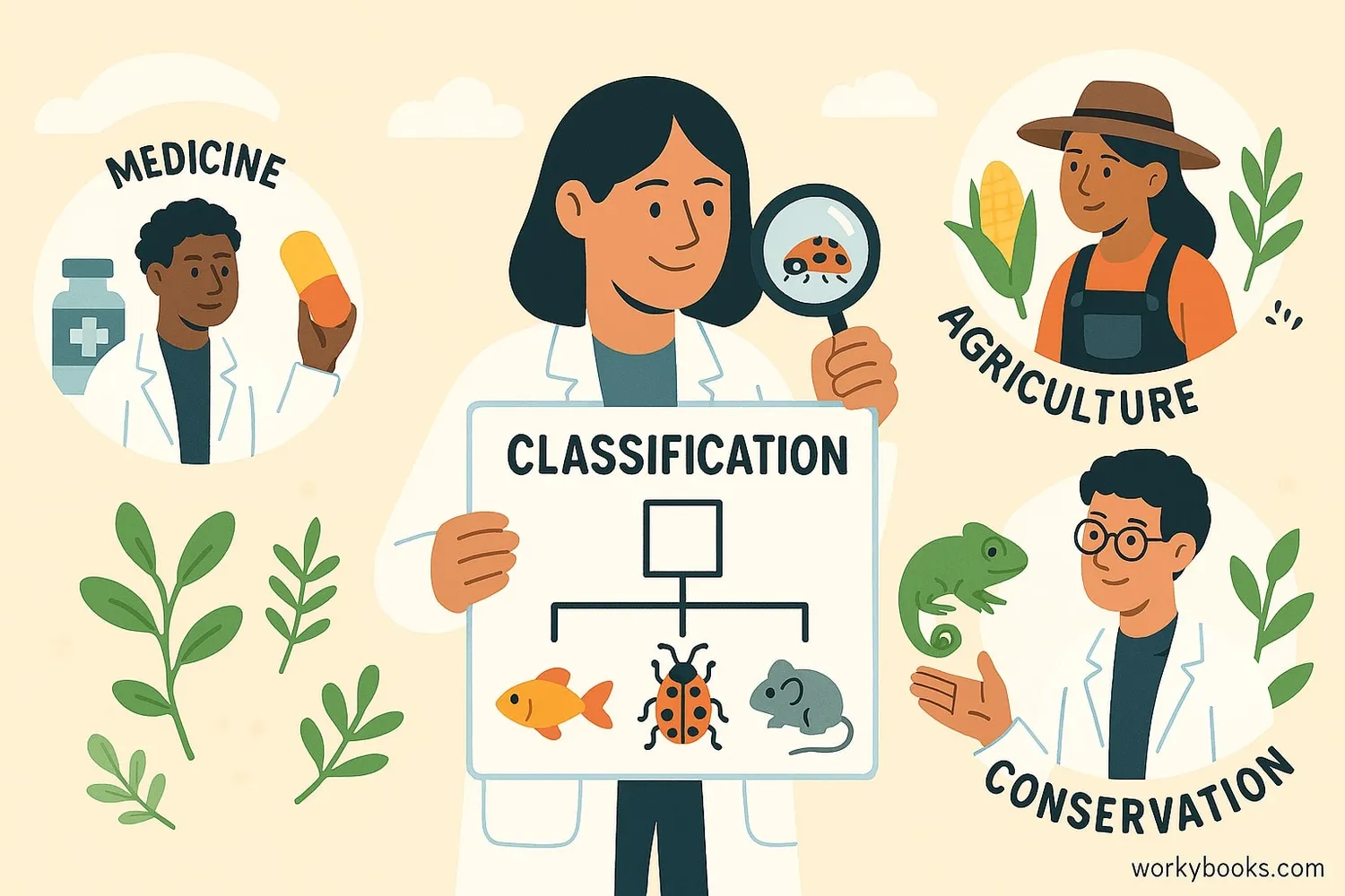 Diagram showing how classification helps organize information