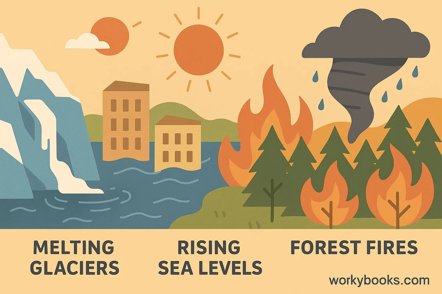 Visual showing impacts of climate change around the world