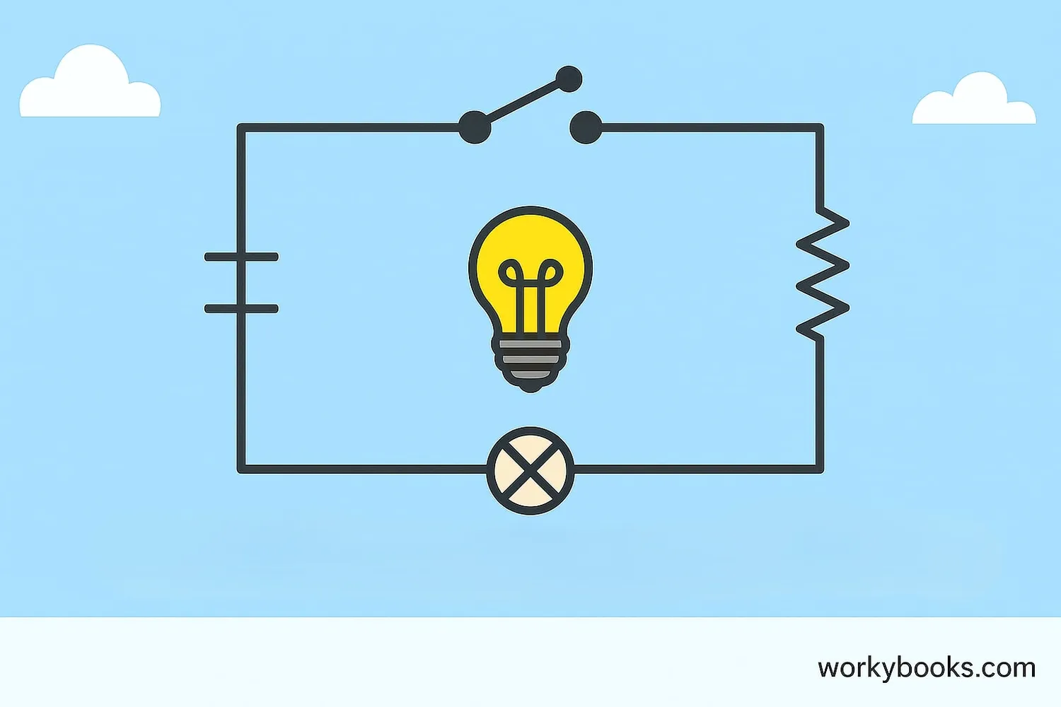 Electric circuit diagram with symbols
