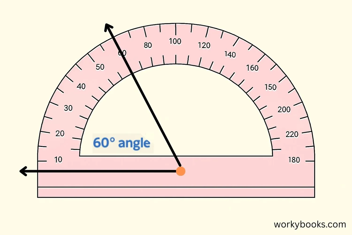 Diagram showing how to use a protractor to measure an angle