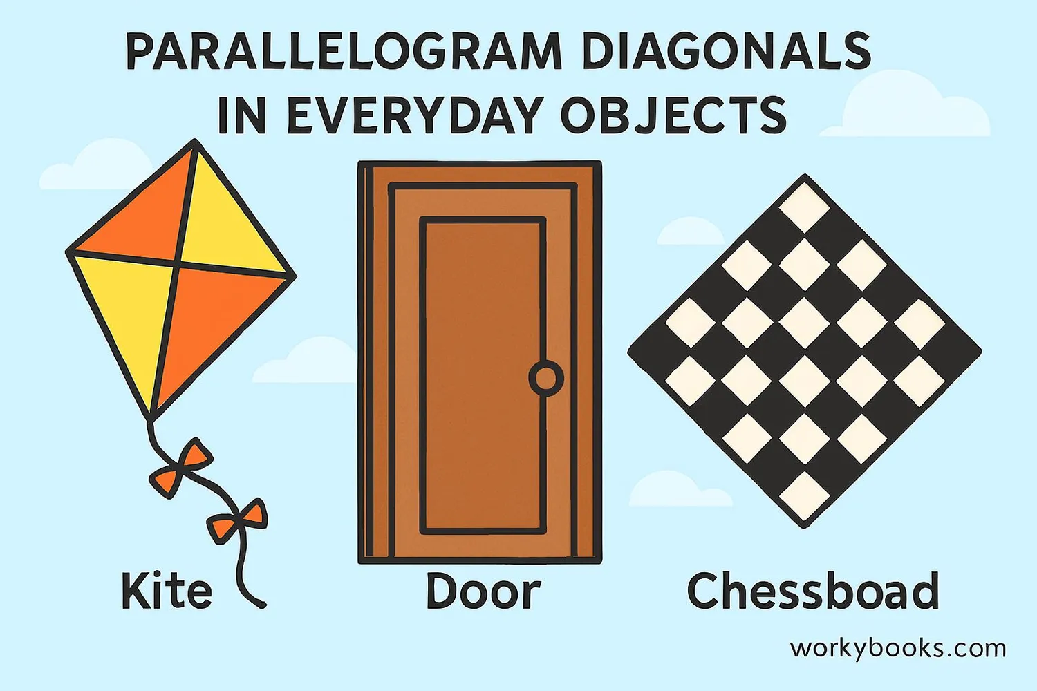 Everyday objects showing parallelogram diagonals