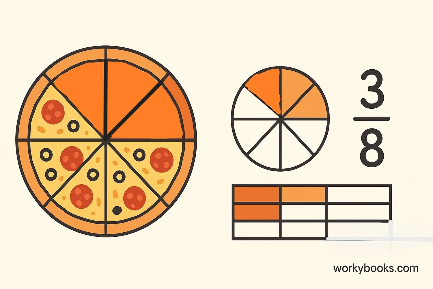 Fractions represent parts of a whole