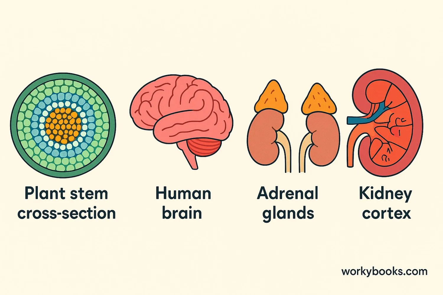 Visual representation showing different types of cortex