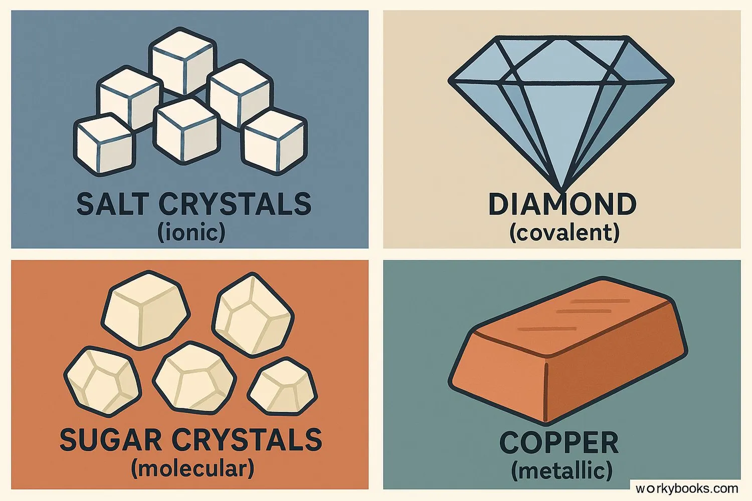 Collage of different crystal types