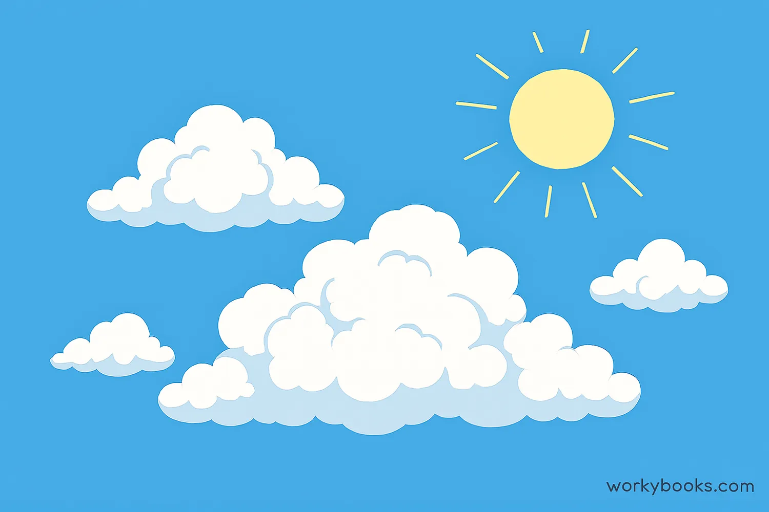 Illustration showing typical cumulus clouds