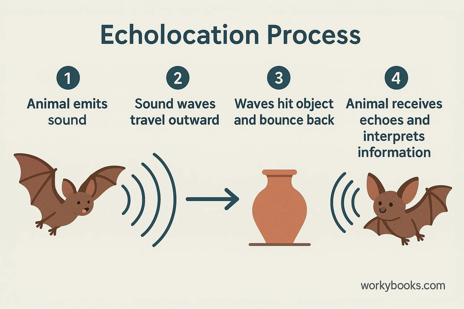 Diagram showing the echolocation process