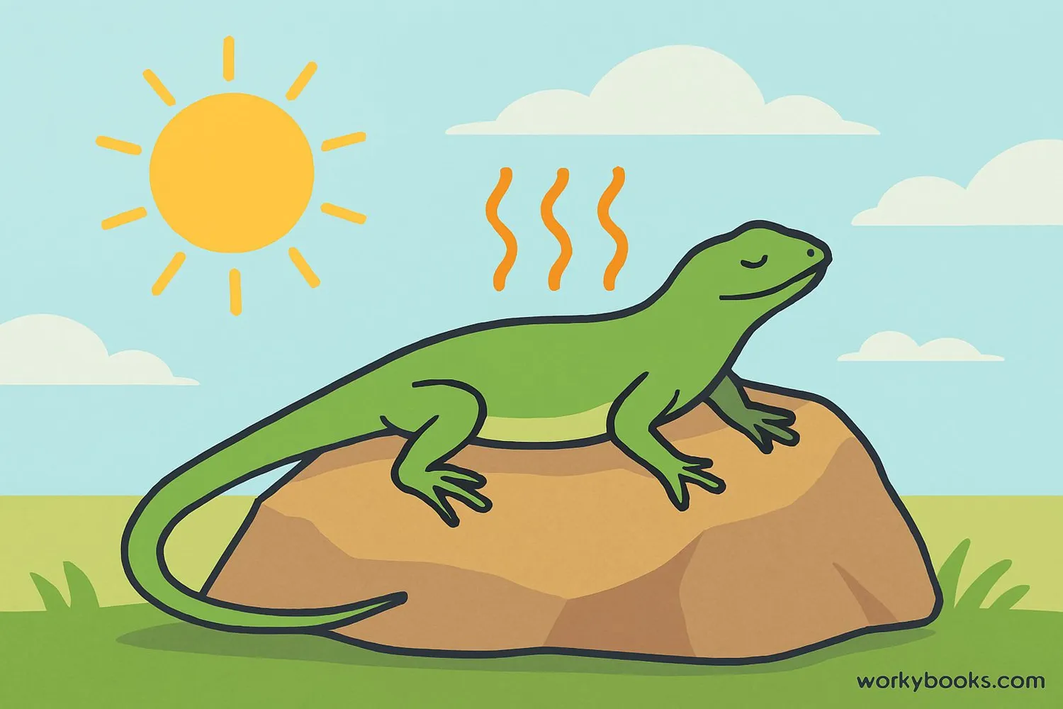 Lizard basking in sunlight to warm its body
