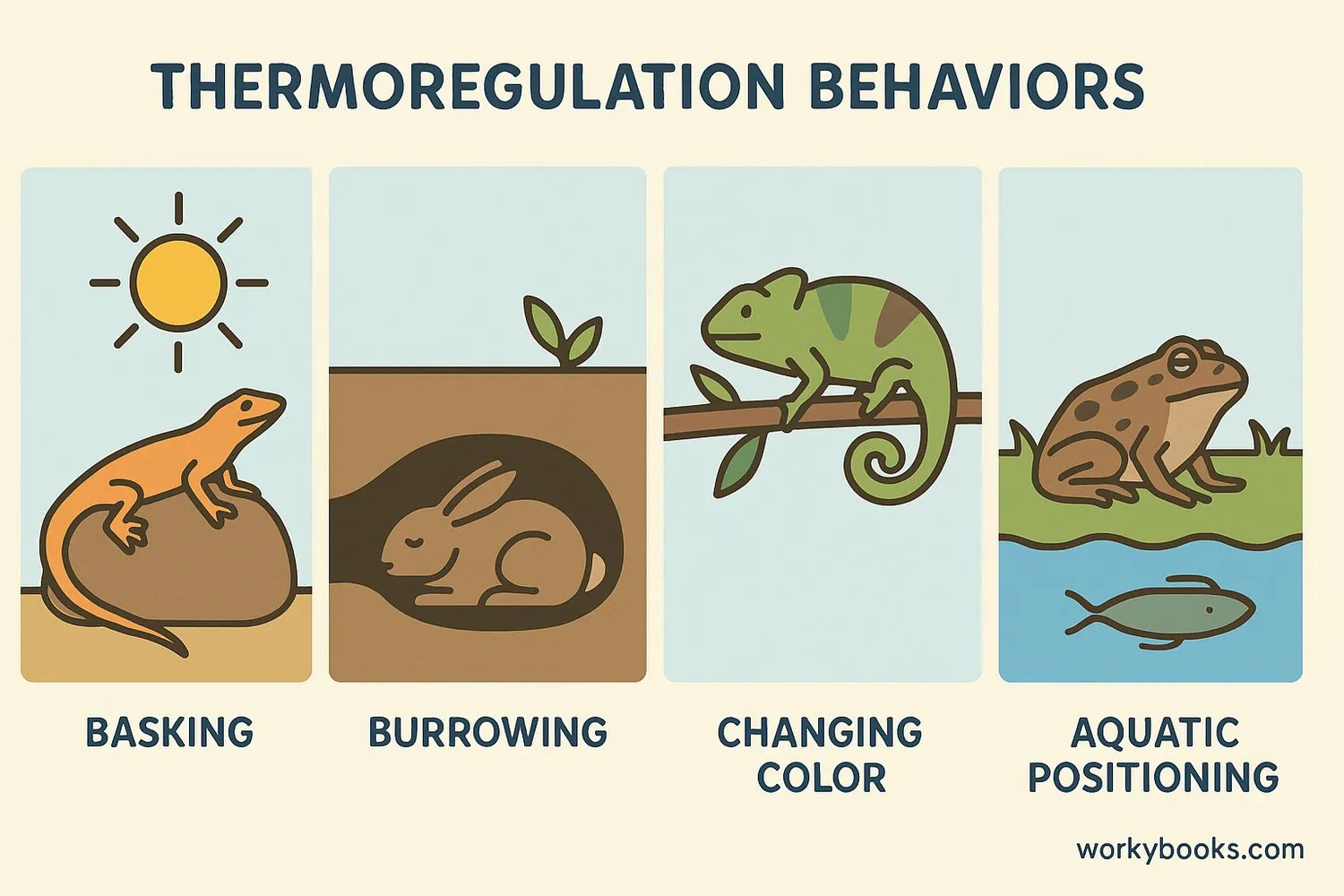 Different thermoregulation behaviors of ectotherms