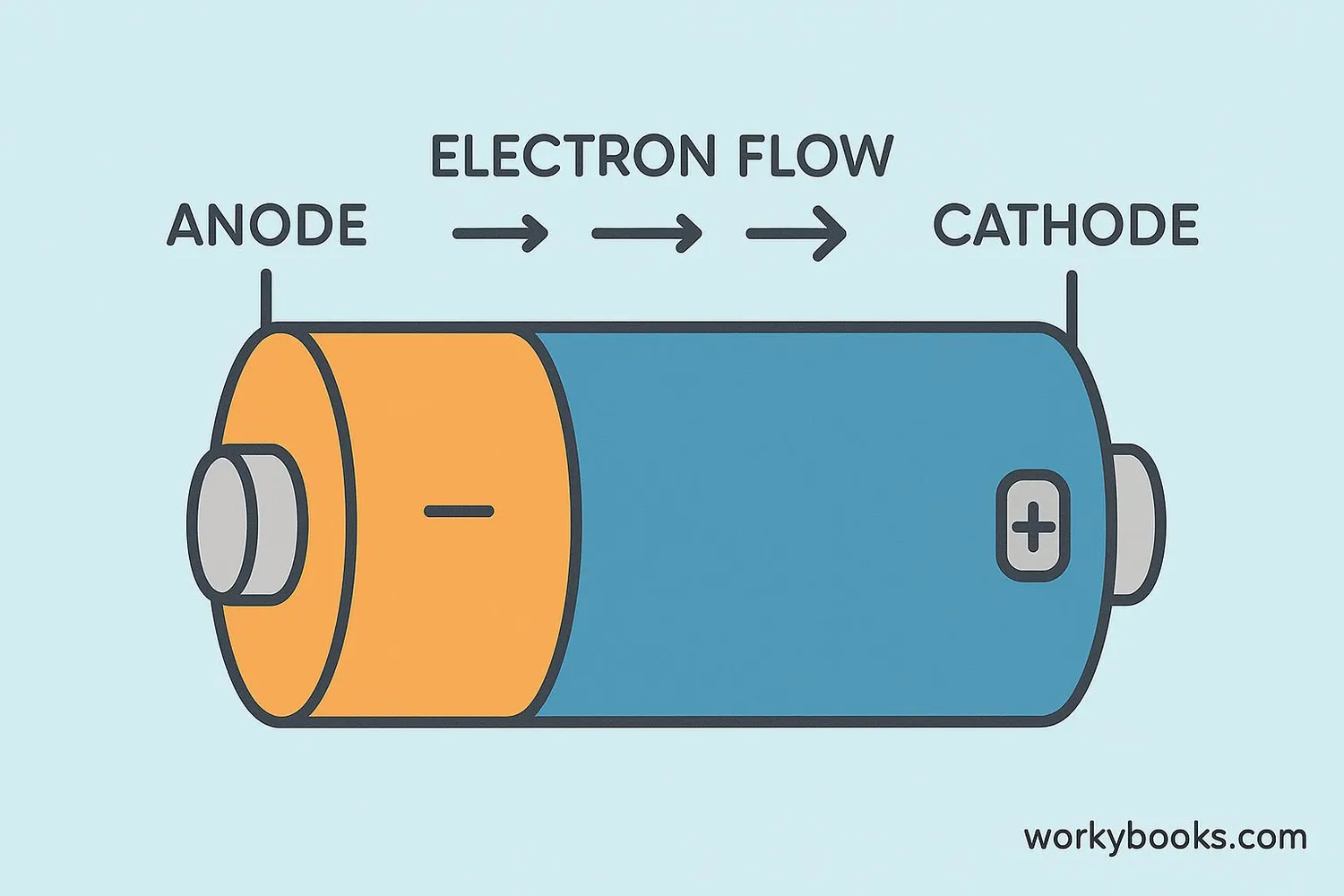 Visual representation of electrodes in a battery