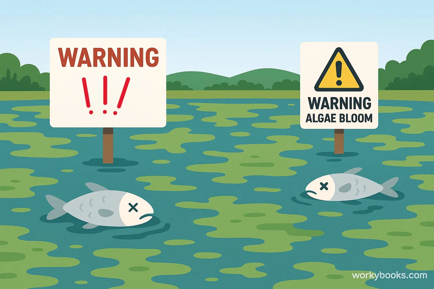Harmful algae bloom in a lake