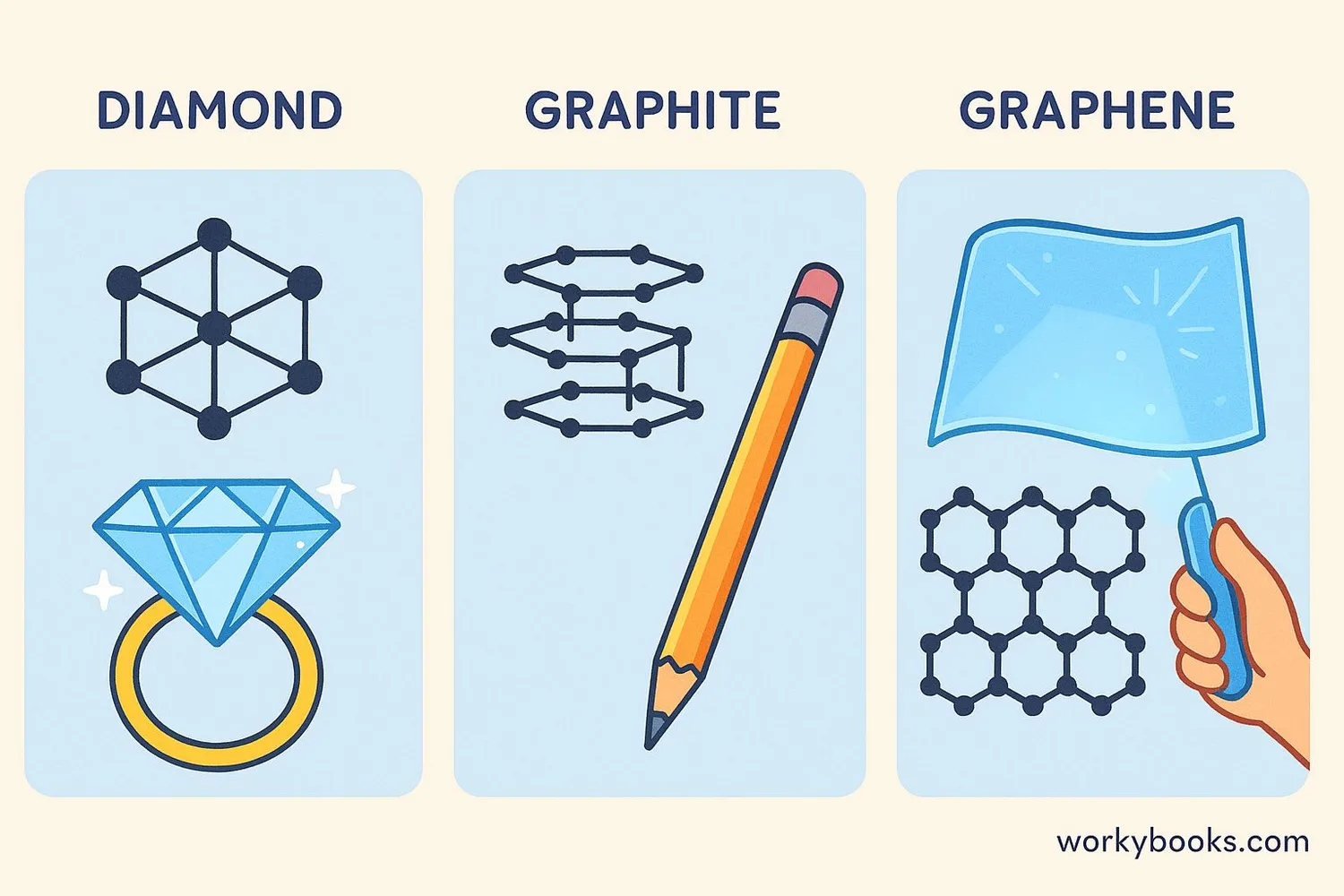 Comparison of diamond, graphite, and graphene structures