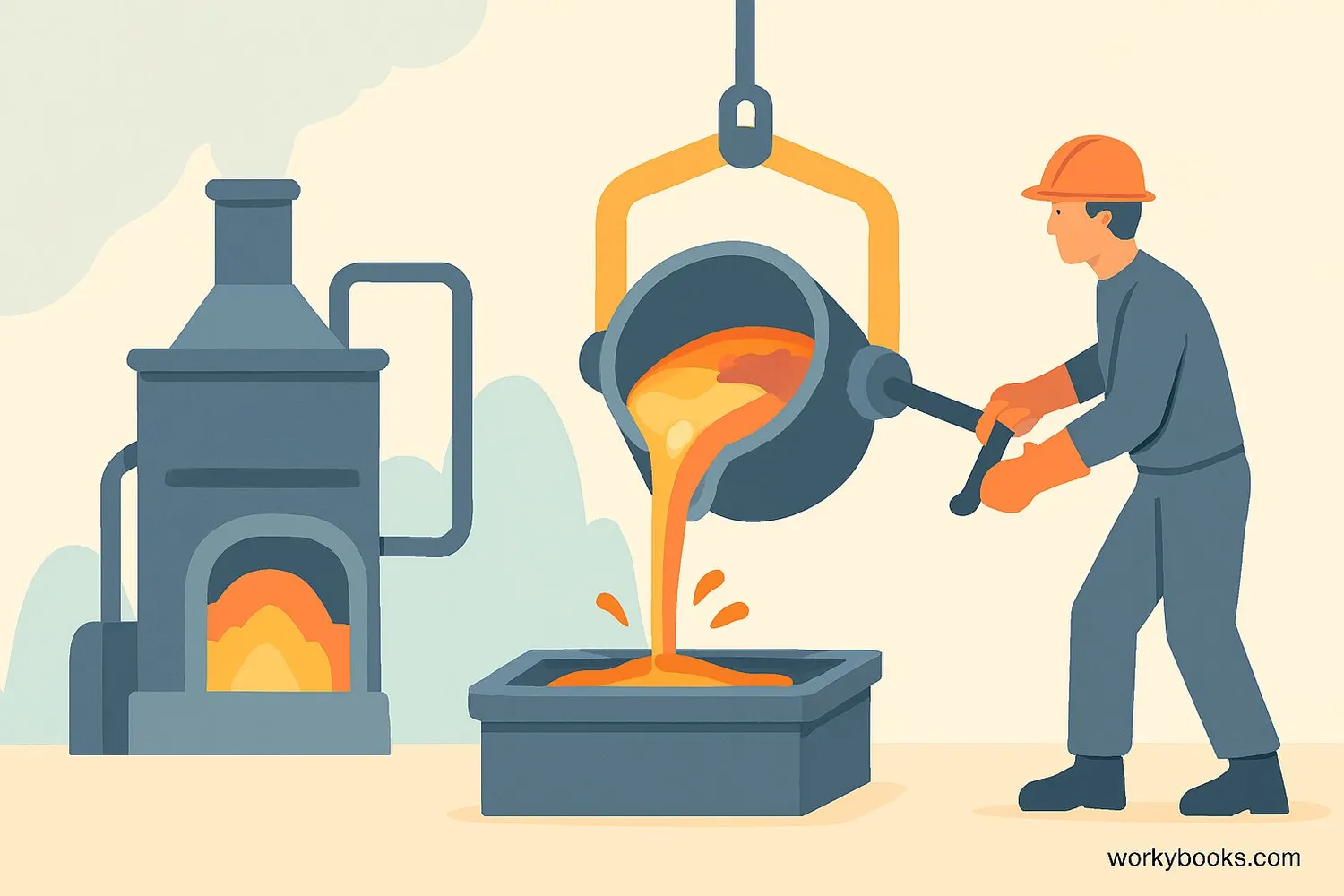 Diagram showing the process of melting metals together to create an alloy
