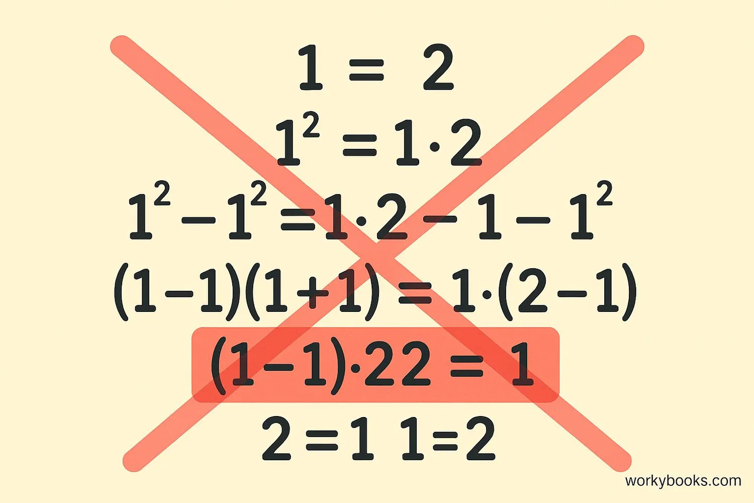 Visual representation of mathematical fallacies involving division by zero