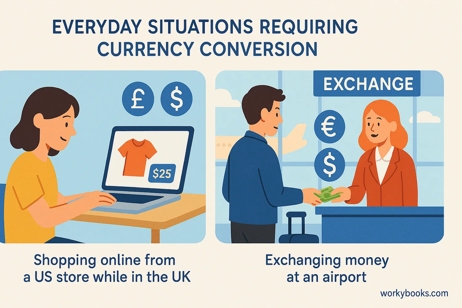 Common situations requiring currency conversion