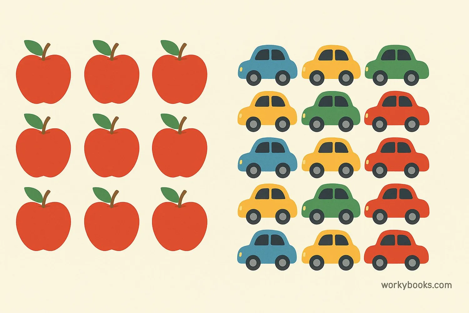 Everyday examples of doubles plus one with fruits and toys