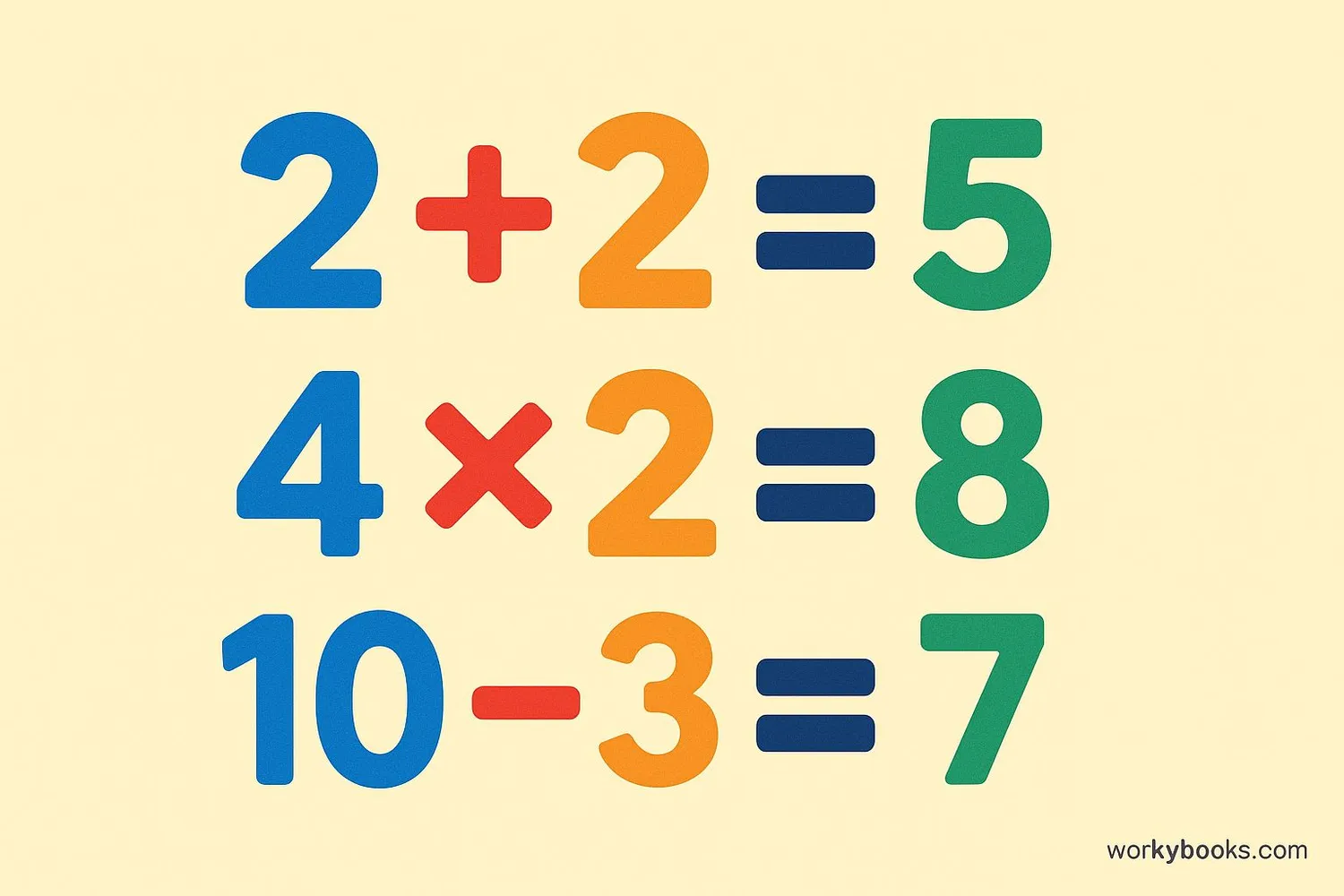 Examples of equations showing the equal sign in use