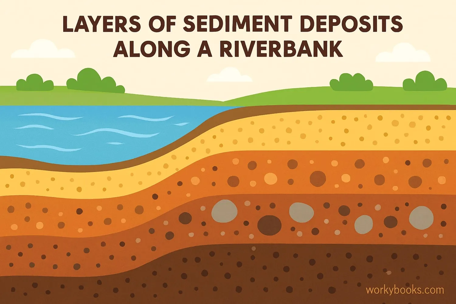Visual representation of alluvial deposits along a river