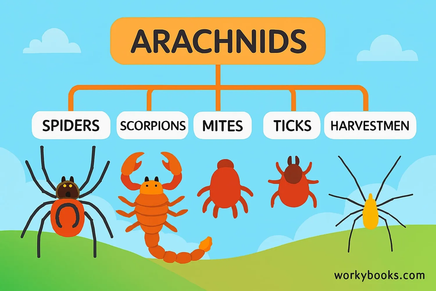 Diagram showing different arachnid classifications