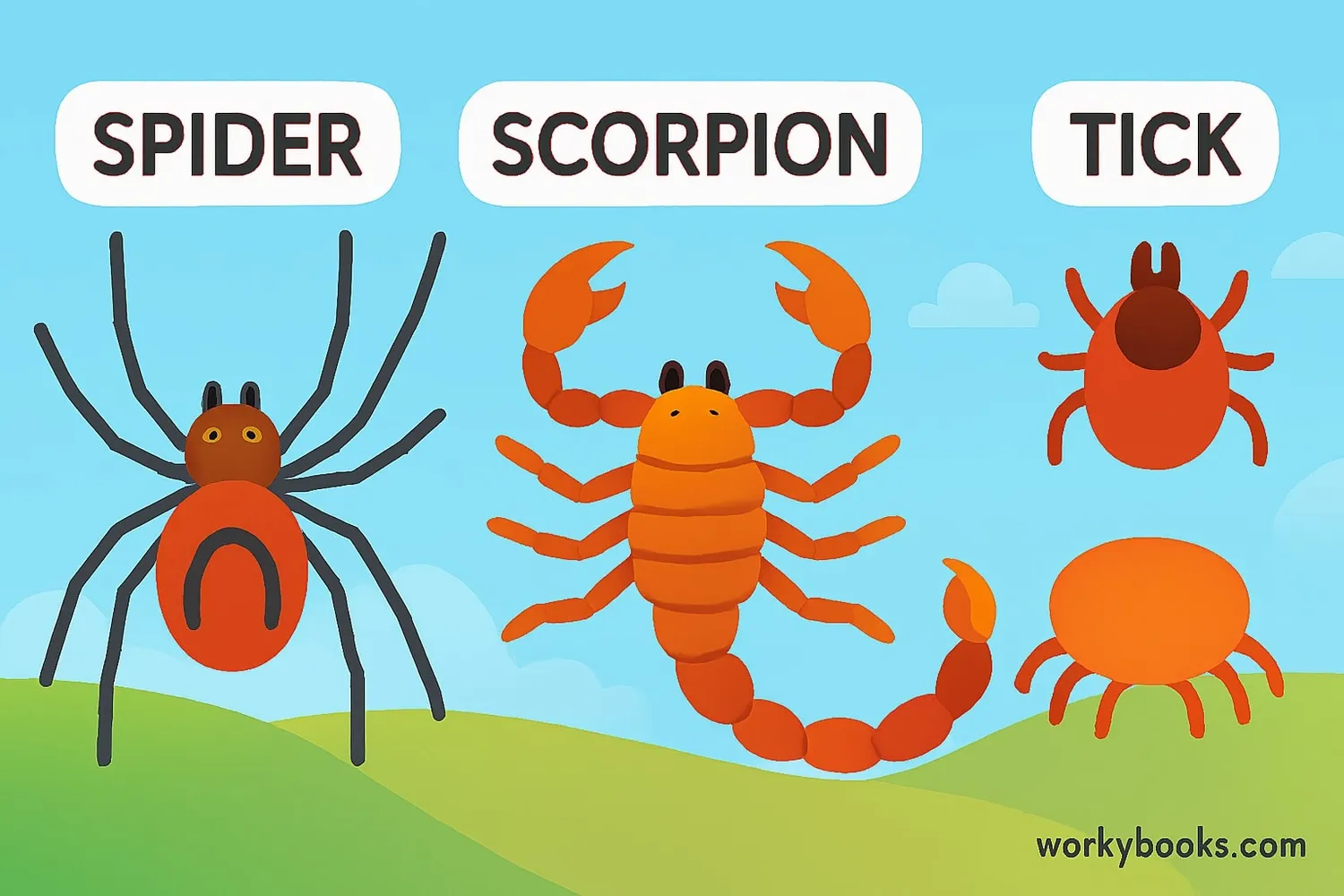 Visual representation of different arachnid types